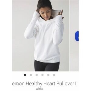 🍋 lululemon Healthy Heart Pullover II WHITE LONG SLEEVE HOOD 8 $88